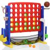 HAPPYMATY Giant 4 in A Row Game, Height Adjust Jumbo Yard Game Set for Kids & Adults with Mesh Catching Bag, Golf, Basketball Hoop & Ring Toss, 4-to-Score Connect Games for Indoor/Outdoor Fun view 1