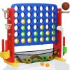 HAPPYMATY Giant 4 in A Row Game, Height Adjust Jumbo Yard Game Set for Kids & Adults with Mesh Catching Bag, Golf, Basketball Hoop & Ring Toss, 4-to-Score Connect Games for Indoor/Outdoor Fun view 1