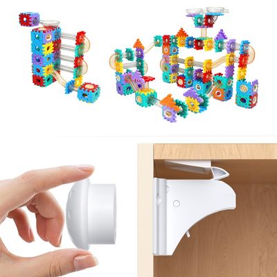 STEM Building Learning Toy+Magnetic Cabinet Locks 4 Pack