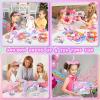 Tea Party Set for Little Girls: 63Pcs Pretend Play Toys, Unicorn Princess Dress Up Tea Time, Tin Tea Sets for Toddlers with Dessert, Carrying Case, Kids Kitchen Playset, Birthday Gift for Toddler Girl view 4