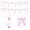 2 Pack One Silly Goose Birthday Decor Girl with Banner and String,Bow Silly Goose Decor Farm Animal Party Supplies for Baby Shower, First Birthday Decorations for Girl (Pink) view 1
