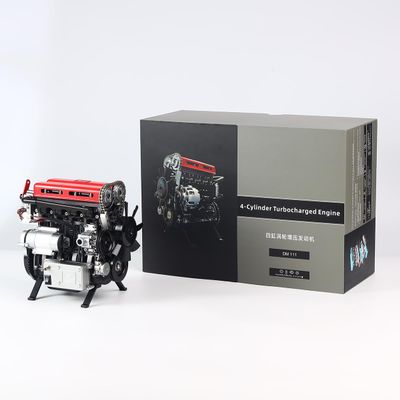 OBIOCKIDAY 3D Metal Turbocharged Car Engine Kit That Runs, Inline-Four L4 Engine Model Kit That Works, 364+PCS DIY Assembly Mechanical Eelectric Mini Motor, Science Eductional Gift