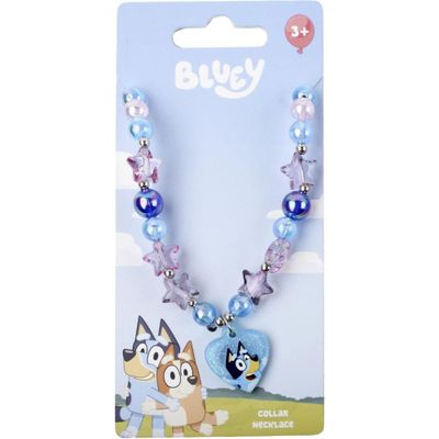 Bluey Children's Necklace with Heart Pendant | Jewellery for Girls Over 3 Years with Stars Beads and Original Design