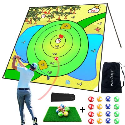Airaperto Battle Golf Chipping Game,Upgrade 80x80 Large Chipping Mat,Play Outdoor Sticky Golf for Adults,Unique Multiplayer Indoor Outdoor Friends Family Yard Target Game