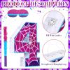 16 Inch Number 4 Spider Pinata for 4th Birthday Party Decorations Purple Pink Spider Party Favors, Spider Pinata with Stick Blindfold Confetti for 4th Birthday Party Supplies, Fiesta, Anniversary view 3