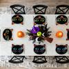 100Pcs Button Eyes Paper Plates 9 Inch Heavy Duty Horror Movie Black Cat Disposable Dessert Plates Fantasy Keyhole Dinner Serving Trays for Girls Boys Halloween Samhain Party Decorations Supplies view 3