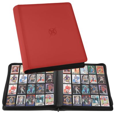 20-Pocket Card Binder, Trading Card Binder Holds 2000 Cards, Premium Zippered Trading Card Album Compatible with TCG, Game & Sports Cards (Red)