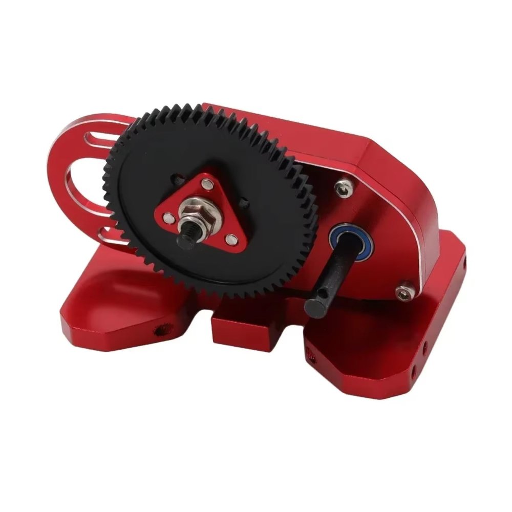 Compatible with Axial for SCX10 90046 for TRX4 1/10 RC Crawler Car Part 2Low Gearbox Middle Transmission Box with Overdrive Gear RC Car Upgrade Parts(Red)