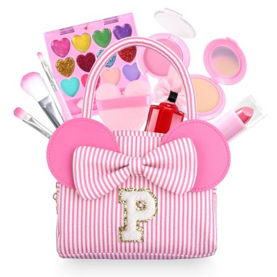 Kids Non Toxic Makeup Sets for Girls Age 3 4 5 6 7 8 9 10 Year Old, Birthday Christmas Valentines Gifts for Girls, Personalized Purse with Toddler Play Pretend Make Up Kit - P