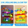 Funwee 2-in-1 Rolling Ball & Racing Car Ramp Toy for Toddlers, Race Track Hammer Lights Ball Drop, Interactive Montessori Learning Game Birthday Gift Idea for Kids 2 3 4 5+Year Old Girl Boy(Yellow) view 3