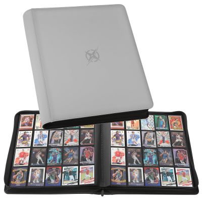20-Pocket Card Binder, Trading Card Binder Holds 2000 Cards, Premium Zippered Trading Card Album Compatible with TCG, Game & Sports Cards (Carbon ash)