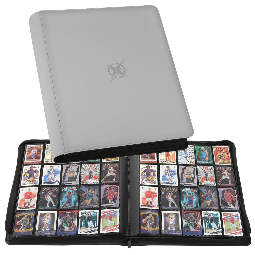 20-Pocket Card Binder, Trading Card Binder Holds 2000 Cards, Premium Zippered Trading Card Album Compatible with TCG, Game & Sports Cards (Carbon ash)