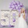 2Pcs/Set 73cm/28.74 inch Light Up Digital Marquee Frame with White Lights KT Board Set Party Decorative Light Birthday Party Anniversary Decoration With Cool White Lights Background Decor- Number 50 view 1