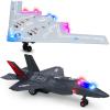 2Pcs Military Fighter Jet Toy Airplane 4-8 8-12 with Light Up & Sounds Toy Airplane Model Pull Back Diecast Alloy Army Metal Toy Aircraft Birthday Gift for 3 5 6 7 9 10 11 Boy Toys Girl Toddler view 1