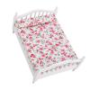1: 12 Dollhouse Furniture Doll Accessories Flower Pattern Mini Furniture Double Bed view 3