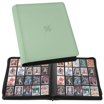 20-Pocket Card Binder, Trading Card Binder Holds 2000 Cards, Premium Zippered Trading Card Album Compatible with TCG, Game & Sports Cards (Soft Green)