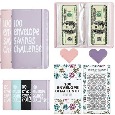 100 Days Money Saving Challenge Coin Envelope Budgetstorage Book, Mini 100 Envelopes Money Saving Challenge Book, Budget Binder for Cash Saving, Easy and Fun Way to Save $5,050(2pc-4)