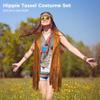 60S 70S Women'S Hippie Costume Set, Tassel Vest, Boho Headband, Feather Earrings, Retro Sunglasses, Complete Hippie Set For Cosplay Or Theme Parties view 3