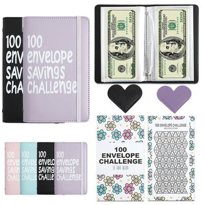 100 Days Money Saving Challenge Coin Envelope Budgetstorage Book, Mini 100 Envelopes Money Saving Challenge Book, Budget Binder for Cash Saving, Easy and Fun Way to Save $5,050(2pc-2)