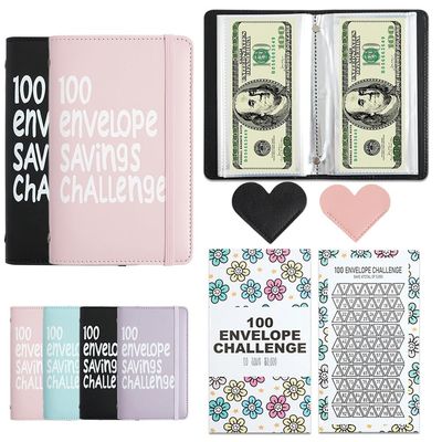 100 Days Money Saving Challenge Coin Envelope Budgetstorage Book, Mini 100 Envelopes Money Saving Challenge Book, Budget Binder for Cash Saving, Easy and Fun Way to Save $5,050(2pc-1)