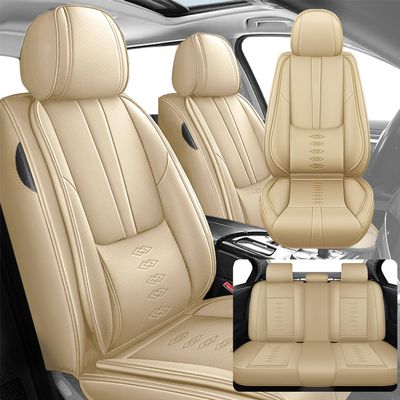 SOUIPA Car Seat Covers 5 Seats Fit for Honda Ridgeline 2006-2024 2025,Waterproof Leather Seat Covers,Airbag Compatible,Car Seat Protectors Interior Sets(Full Set,Beige)
