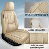 SOUIPA Car Seat Covers 5 Seats Fit for Honda Ridgeline 2006-2024 2025,Waterproof Leather Seat Covers,Airbag Compatible,Car Seat Protectors Interior Sets(Full Set,Beige) view 2