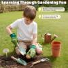 Dreamon Gardening Set Toys for Kids, Quality Garden Tool Kit Includes Tote Bag, Gloves, Shovel, Rake, Cultivator, Watering Can, STEM Learning Outdoor Gifts for Kids Toddlers view 4