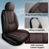 SOUIPA Car Seat Covers 2 Seats Fit for Ford Maverick 2022-2024 2025,Waterproof Leather Seat Covers,Airbag Compatible,Car Seat Protectors Interior Sets(Front Set,Black&Brown) view 4