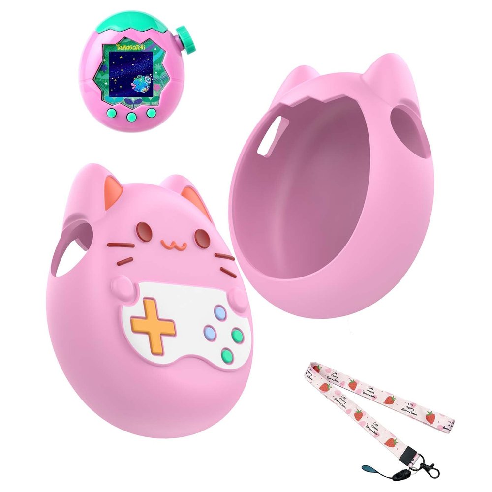 Case for Tamagotchi Paradise,NOUKAJU Silicone Protective Cover,Drop-Proof,Scratch-Proof,Shock-Proof,Protective Case for Tamagotchi Paradise(Pink)