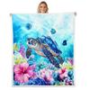 jejeloiu Cute Sea Turtle Sherpa Blanket Plush Fuzzy for Kids Boys Girls Ocean for Bed Couch Chair Living Room Baby 30"x40" Reptile Tortoise Marine Life Sea Underwater World Fleece Throw Blanket view 1