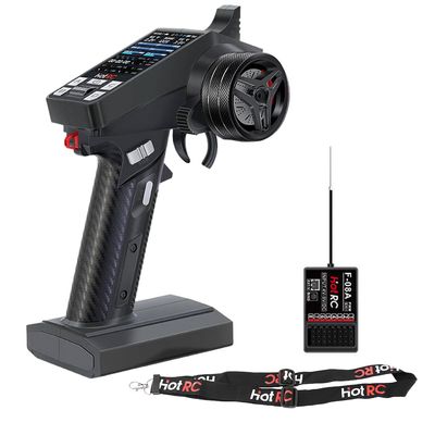 GLOBACT HOTRC CT-8A 2.4G 8CH Radio Transmitter & Receiver with Lanyard 8 Channel RC Controller for 1/8 1/10 1/18 1/24 RC Crawler Drift Truck Boat Tank TRX4 TRX4M SCX10 SCX24 Upgrade (Metal Handwheel)