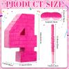 16 Inch Pink Number 4 Pinata for 4th Birthday Party Decorations, Perfect for 4th Birthday Party Supplies Fiesta Anniversary Celebration Birthday Pinata with Stick Blindfold Confetti 16 x 11.8 x 3.2 In view 2