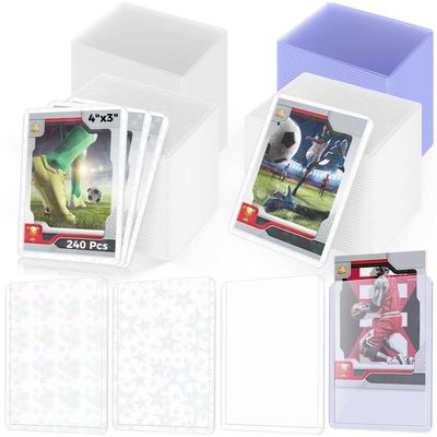 240 Clear Plastic Card Sleeves, 3 X 4 Size, Heart & Star Patterns Included, Ideal for Trading, Sports, and Game Cards