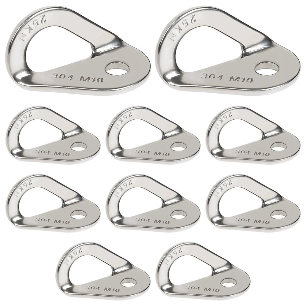 25 Kn Heavy Duty 304 Stainless Steel Climbing Bolt Hangers, 10-Pack for Caving, Mountaineering & Rock Climbing