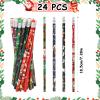 24 Pieces Christmas Pencils, Wooden Pencils Christmas Pencil with Eraser for Christmas, Small Gifts, Advent Calendar, Christmas School Gift for Students Children Colleagues view 2