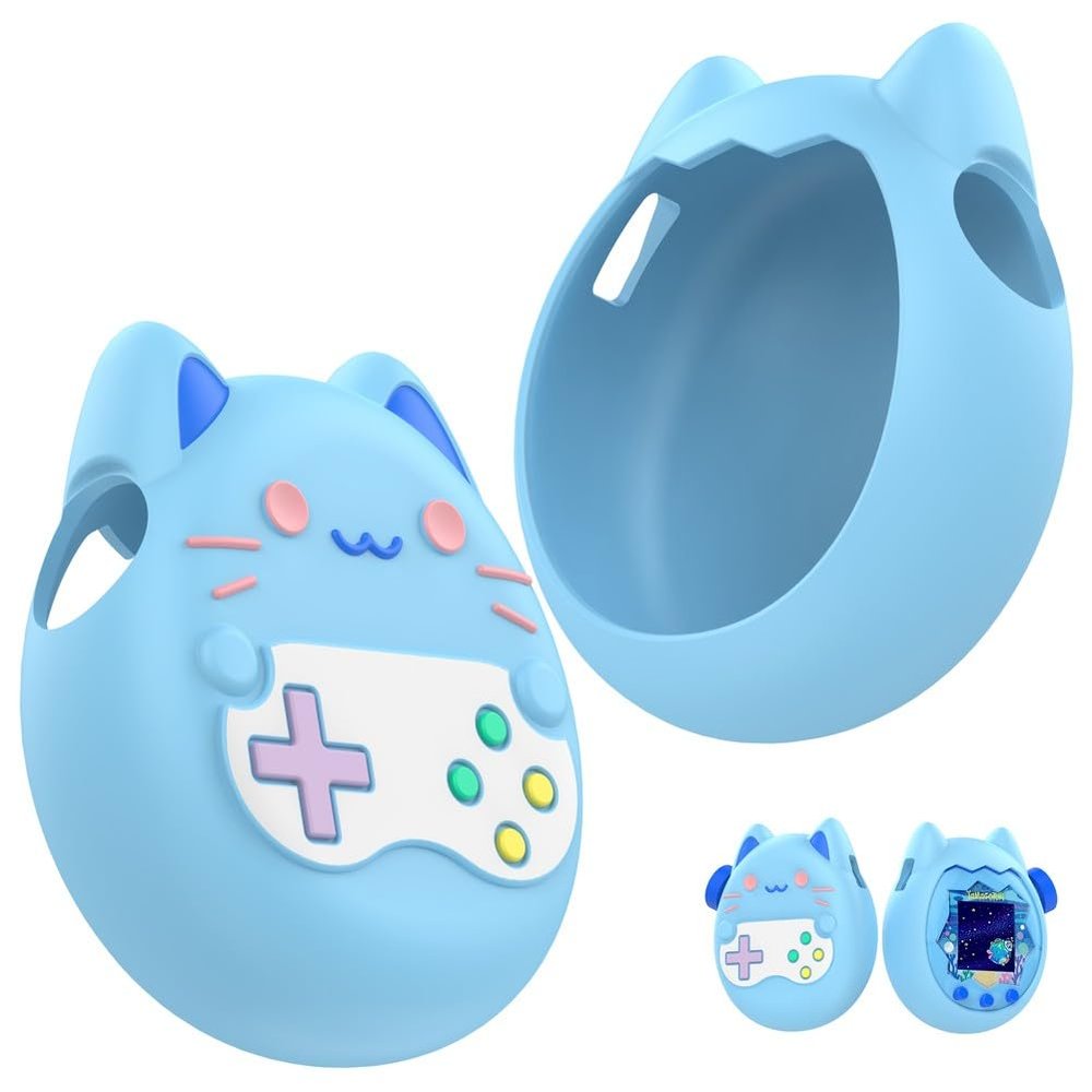 Silicone Case Fit for Tamagotchi Paradise Virtual Pet Machine Cover, Soft Skin Silicone Full Protective Case Cover, Electronic Pet Protection, Non-Slip Shock Absorbing Case(Blue)