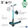 Globber Ultimum 3 Wheel Scooter with Patented Steering System, Adjustable Height, Robust, Extra Wide Deck and Wheels, Folding Scooter for Boys and Girls 5+ to Adult - 2 Year Warranty (Aqua) view 2