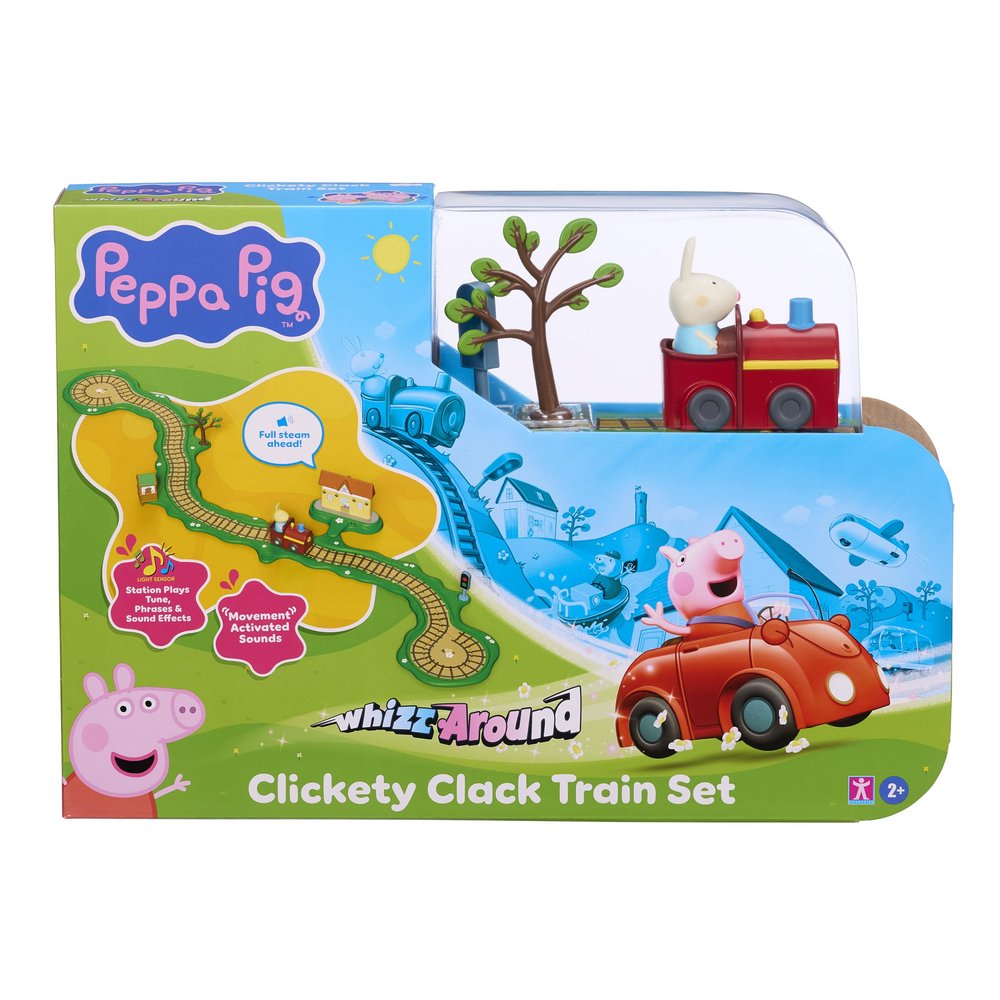 Peppa Pig Whizz Around Clickety Clack Train Set, Motorised Vehicles, Track Toys, Pre-school Toys