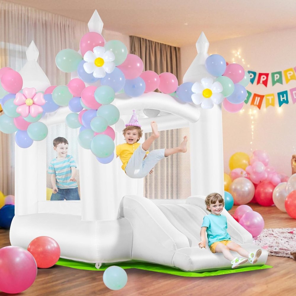 Inflatable Celebration White Bounce House for Kids with UL Blower-Portable,Dreamy White 3in1 Bouncy Castle for Indoor Outdoor Backyard Wedding Kids Birthday Party (Cloud Haven)