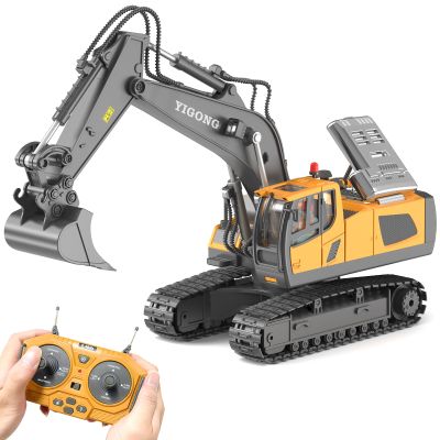 CHMYWJ RC Excavator Toy Remote Control Excavator USB Charging, 680  Rotation, Featuring Flashing Lights with Engine Sound Toy for Kids Christmas Birthday Gift