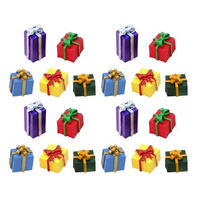 ADOCARN 40pcs Miniature Christmas Ornament: Resin Mini Presents Box Dollhouse Decorations - Tiny Christmas Figurines for Holiday Under Tree Decor