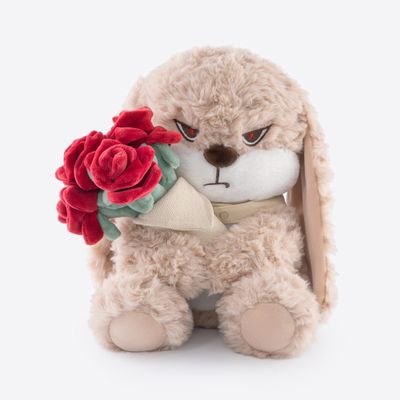 11.4" Adorable Bunny Plush Stuffed Animal - Hugging Rose Bouquet, Ultra-Soft Cuddly Toy, for Girls, Kids, Valentine's Day (Brown/Red)-A Surprise That Never Fades