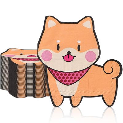 100Pcs Puppy Napkins,Cute Doggy Themed Party Tableware Kit,Dog Cocktail Napkins,For Baby Shower,Birthday,Weddings,Dog Birthday Party Decorations Supplies