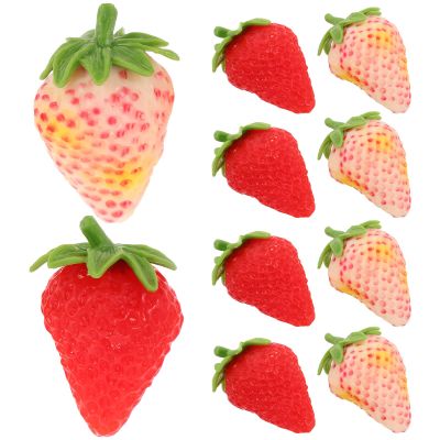 COOPHYA 10pcs Lifelike Artificial Strawberries Fake Fruit Props for Food Photo Prop Simulation Strawberry Decoration for Home Kitchen Party Crafts