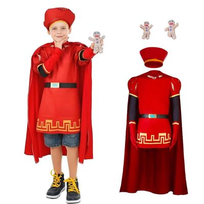 6PCS Kids Lord Farquaad Costumes Outfits with Hat Shirt Cape Gloves (150 cm)