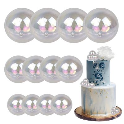 12 Pcs Balls Cake Toppers, Colorful Dreamland Transparent Ball Cake Decor, Mini Bubble Balls Cake Topper, Cake for DIY Birthday Party Supplies (Transparent)