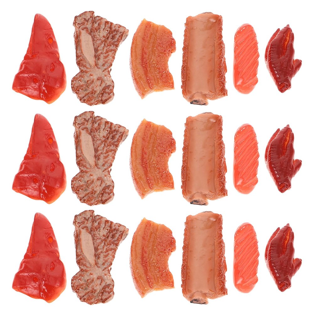 ADOCARN 18pcs Lifelike Fake Meat Model: Realistic Pretend Play Food for Teaching Restaurant Display and Photography - Simulation Food Prop