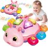 Baby Crawling Toys for 6-12 Months, Musical Toys for Infants 7 8 9 10 11 Months, Early Learning Educational Toy with Sound, Tummy Time Development Toys, Christmas Birthday Gifts for 1 Year Old, Pink view 1