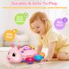Baby Crawling Toys for 6-12 Months, Musical Toys for Infants 7 8 9 10 11 Months, Early Learning Educational Toy with Sound, Tummy Time Development Toys, Christmas Birthday Gifts for 1 Year Old, Pink view 2
