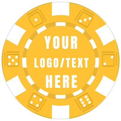12 Grams Personalized Poker Chips|Custom Poker Chips with Logo,Text,Image|Double-Sided Full-Color Printing|Poker Chip Sets for Bar Tokens,Golf Ball Markers,Wedding Favors,Party Games(B,Yellow)